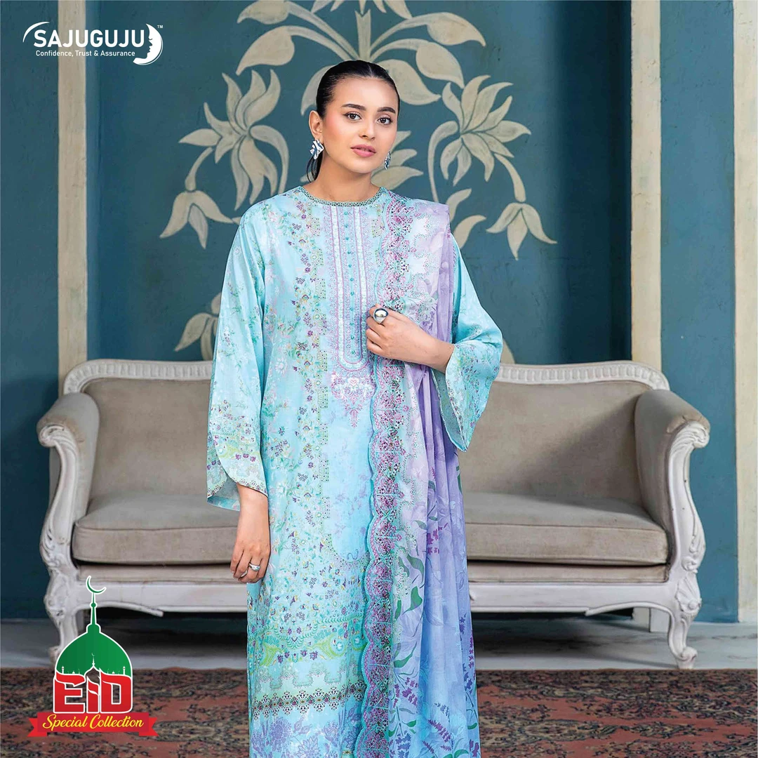 Premium Mahajal Lawn । Sky Blue