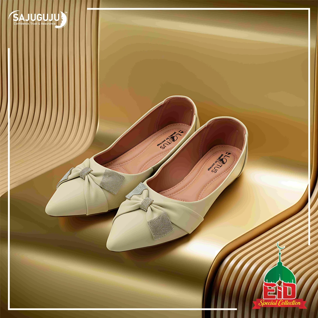 Premium Stone Bow Flat Shoes। 36-41