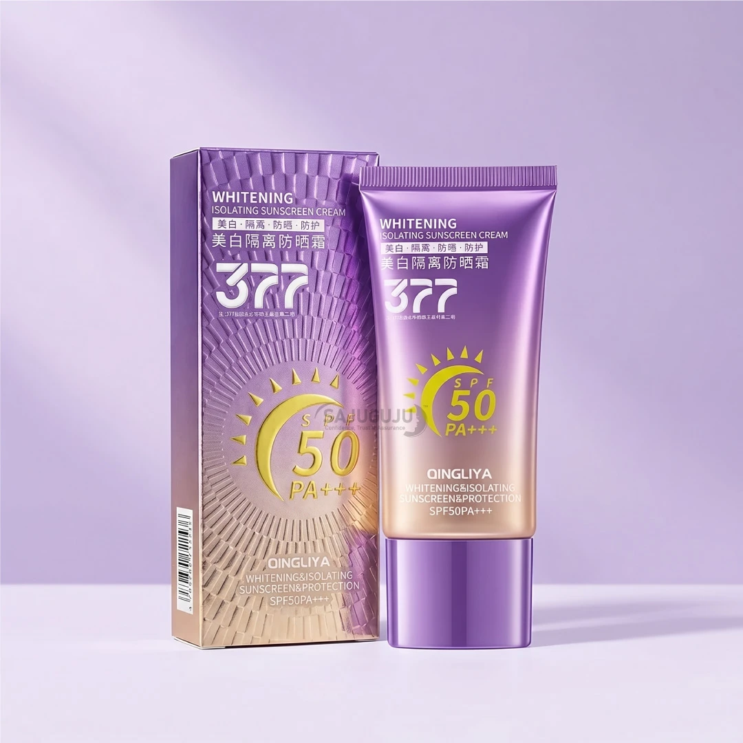 QINGLIYA 377 Whitening & Isolating Sunscreen Cream - SPF 50 PA+++ প্রিমিয়াম ব্রাইটেনিং প্রোটেকশন ও আইসোলেশন শিল্ড