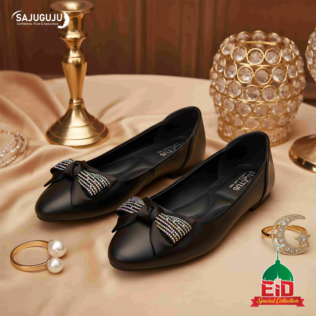 Lotus Black Party Flats। 36-41
