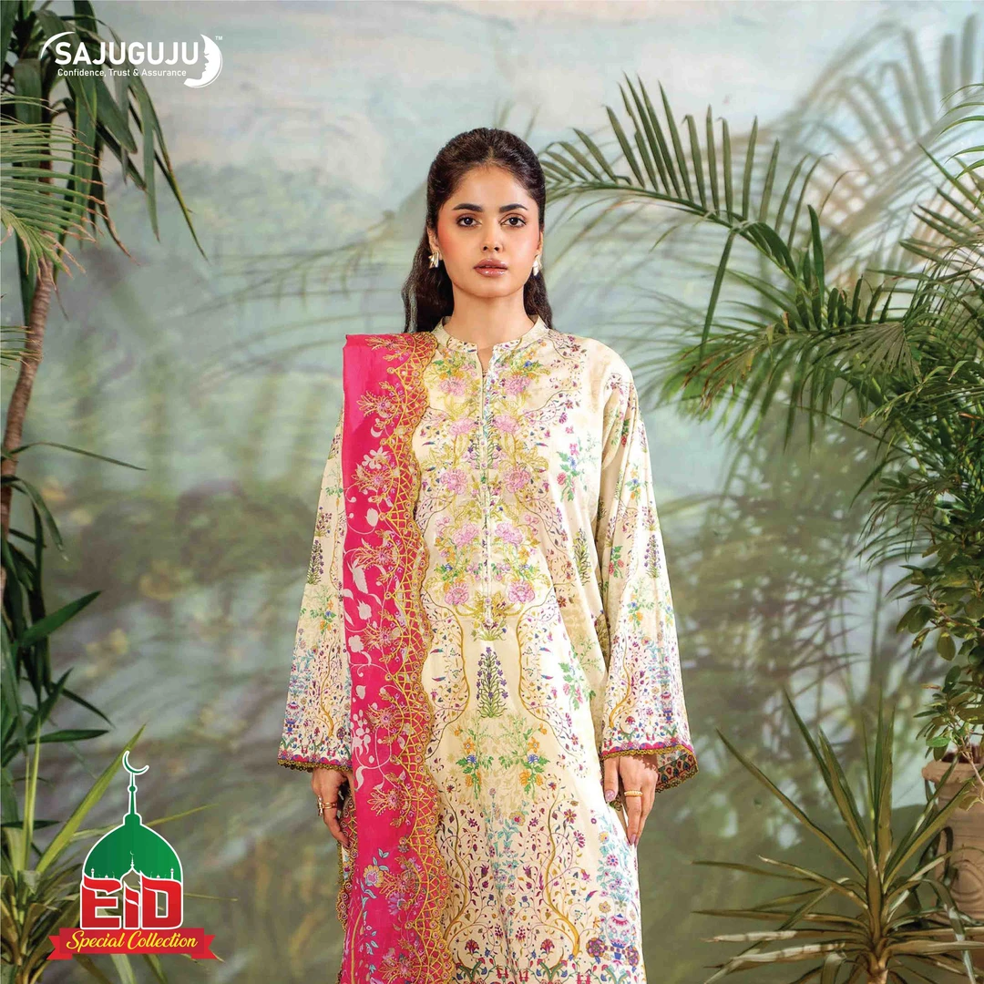 Premium Mahajal Lawn । Off-White