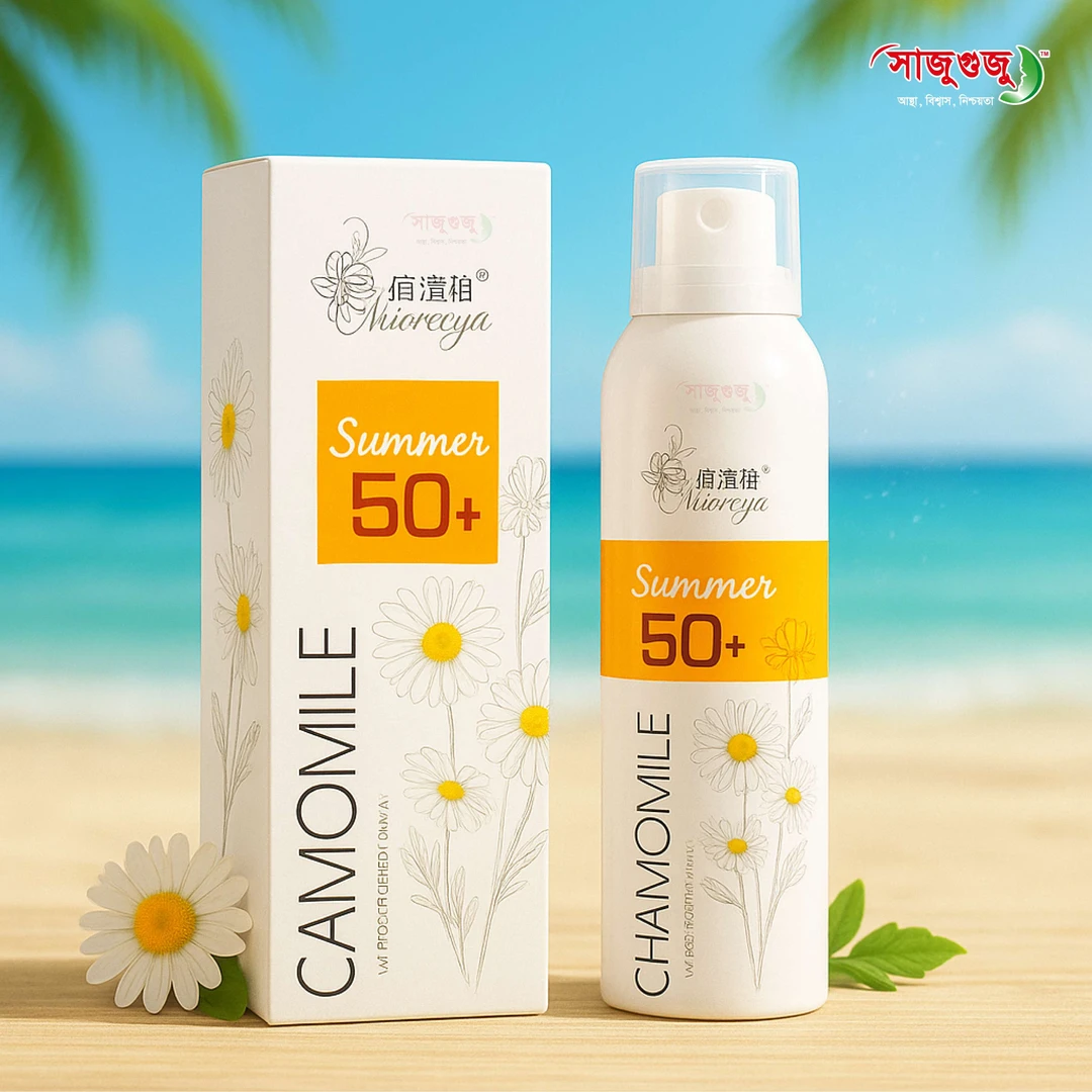 Chamomile Summer 50+ Sunscreen Spray: High  SPF 50+ Protection, Cooling Spray for Glowing  Skin!