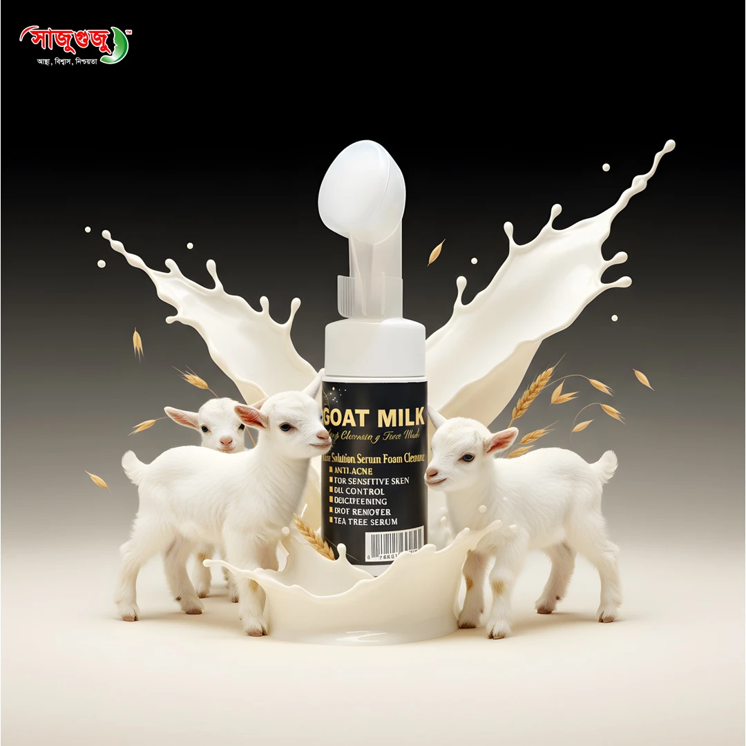 Goat Milk Solution Serum Foam Cleanser: Anti-Acne, Oil Control & Whitening Formula with Tea Tree  Serum