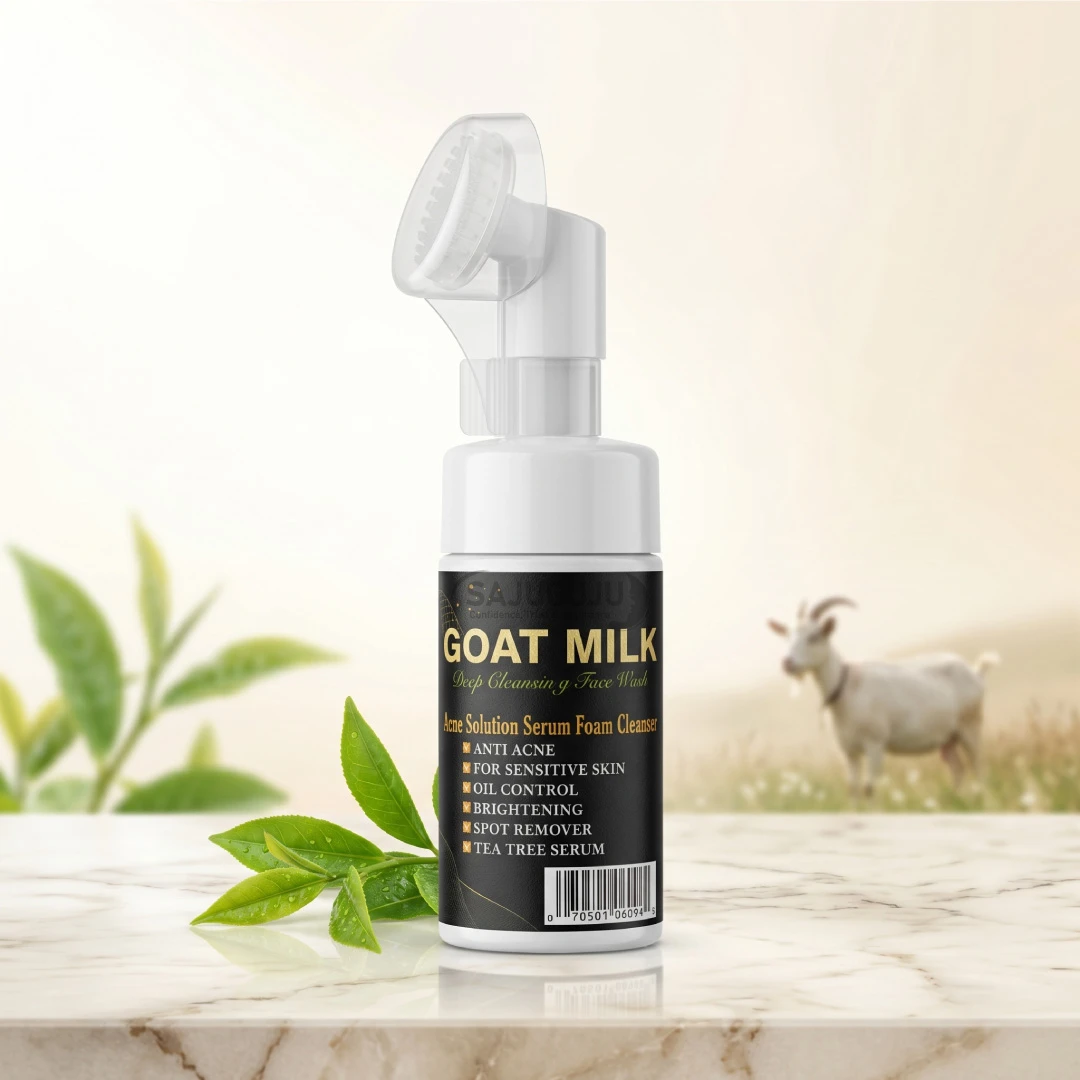 Goat Milk Acne Solution Serum Foam Cleanser - ব্রণ প্রতিরোধ, অয়েল কন্ট্রোল এবং গভীর পুষ্টির প্রফেশনাল ফোম ক্লিনজার