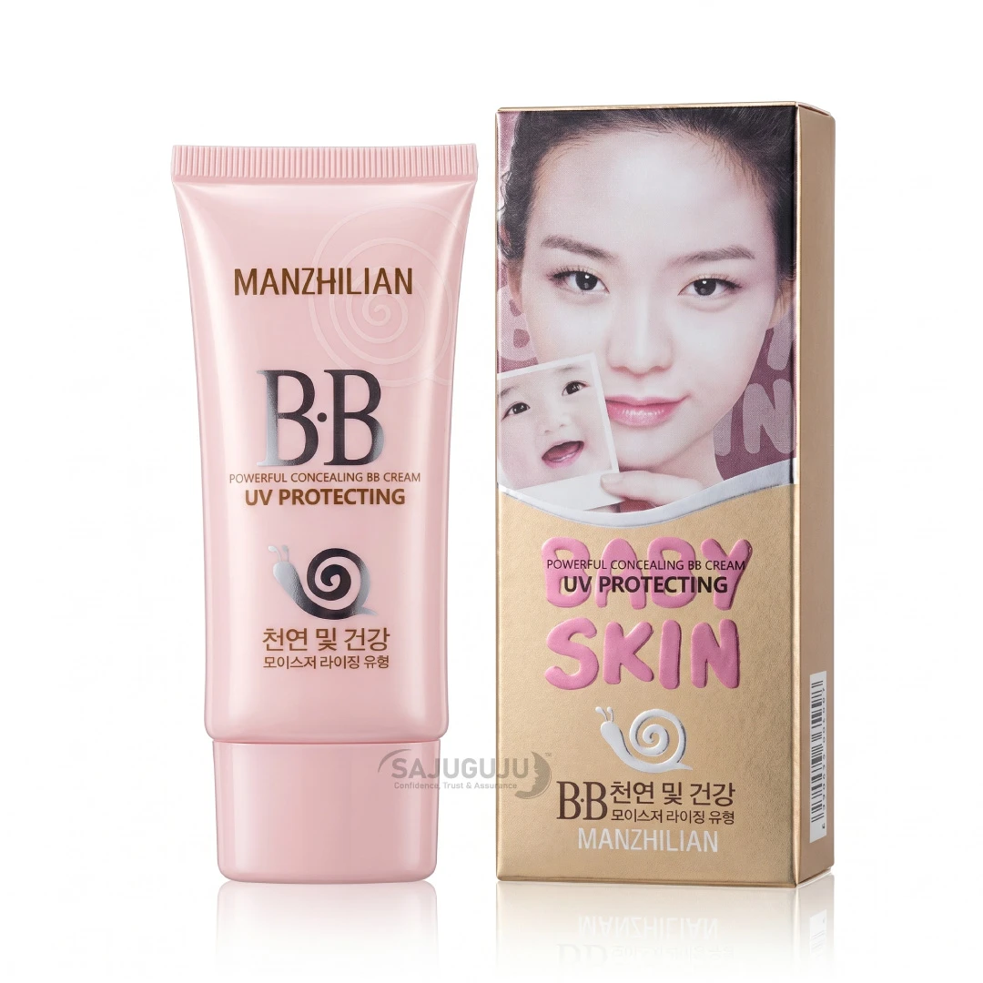 MANZHILIAN Powerful Concealing BB Cream - স্নেল এক্সট্র্যাক্ট ও ইউভি প্রোটেকশনসহ ত্বকের দাগ লুকিয়ে বেবি স্কিন গ্লো পাওয়ার স্পেশাল বিবি ক্রিম