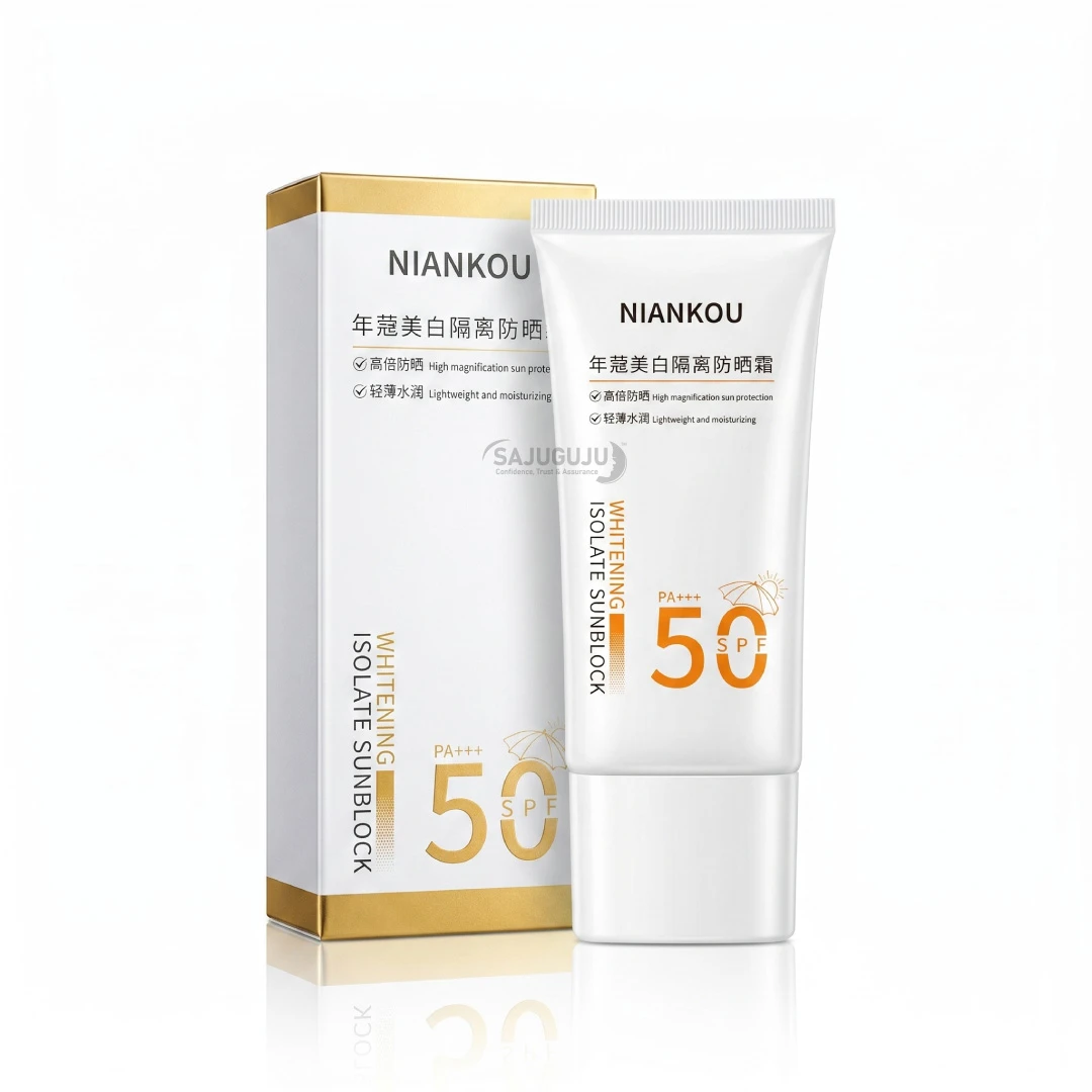 NIANKOU Whitening Isolate Sunblock - SPF 50 PA+++ হাই ম্যাগনিফিকেশন প্রোটেকশন ও ময়েশ্চারাইজিং সানস্ক্রিন