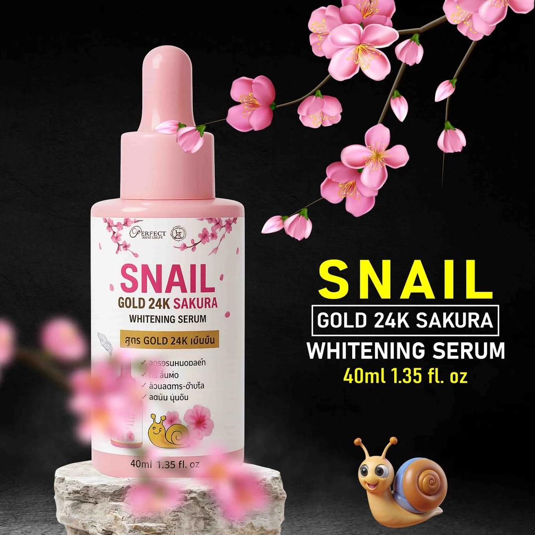 Snail Gold 24K Sakura Serum: Premium Whitening,  Anti-Aging & Deep Moisturization!