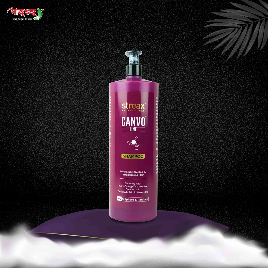 Streax Professional Canvo Line Shampoo: Kera-Charge & Ceramide Complex for Keratin & Straightened Hair, No Sulphate!