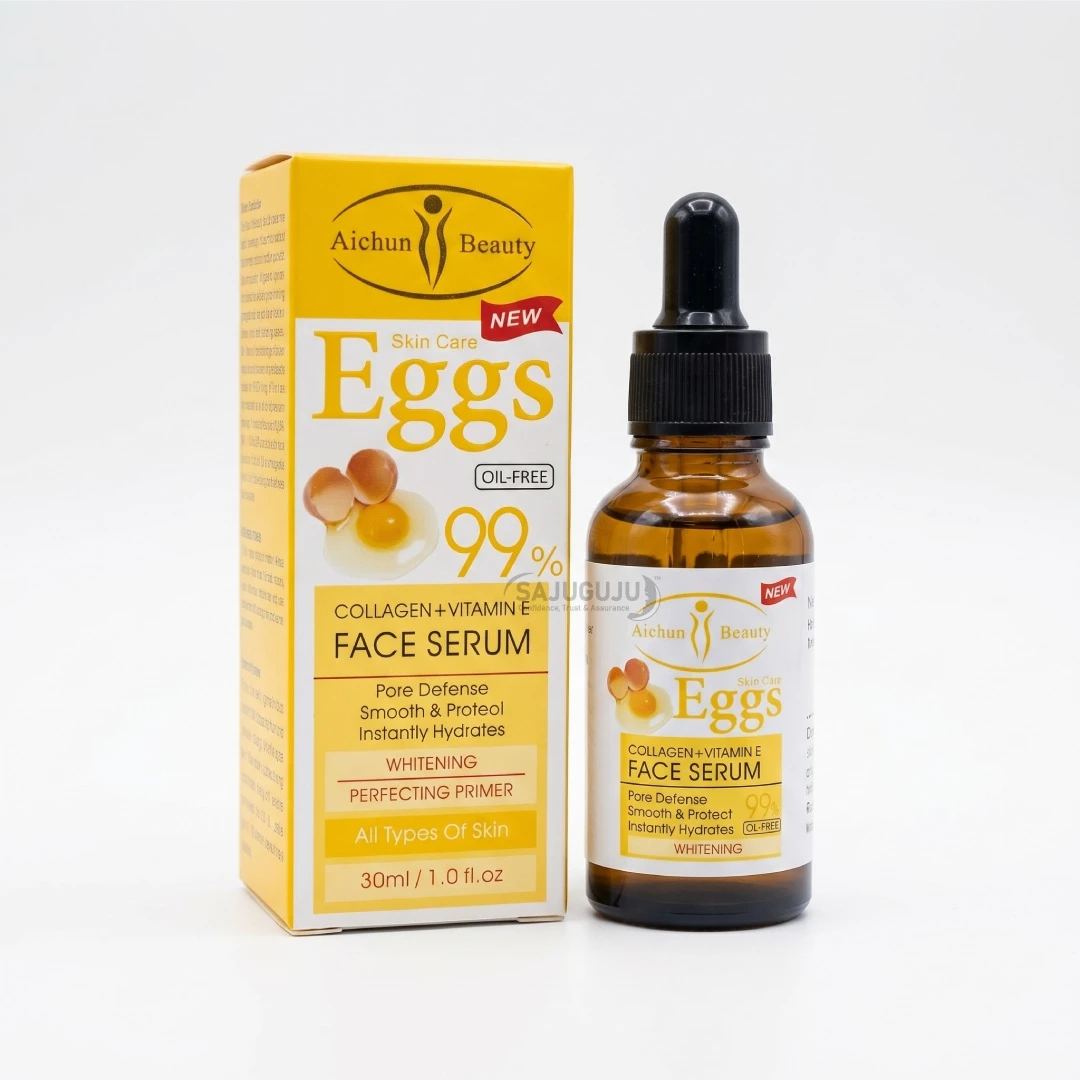 Aichun Beauty Eggs Face Serum: 99% Oil-Free Collagen & Vitamin E Formula for Pore Defense & Whitening