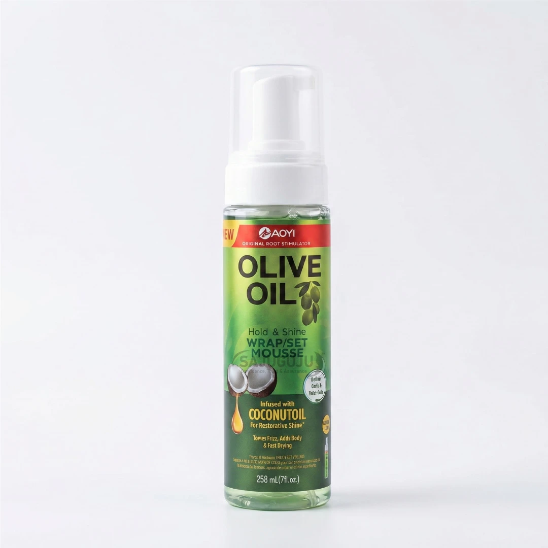 AOYI Olive Oil Wrap/Set Mousse: Infused with Coconut Oil for Restorative Shine & Frizz Control