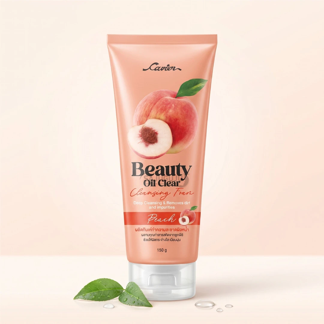 Cavier Beauty Oil Clear Cleansing Foam (Peach) - অতিরিক্ত তেল নিয়ন্ত্রণ, ডিপ ক্লিনিং এবং ফ্রেশ গ্লোয়িং স্কিন ফেসওয়াশ