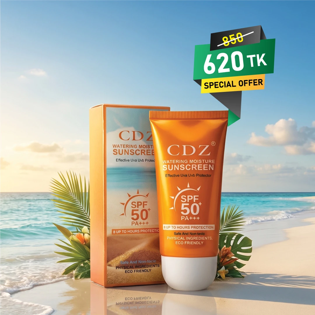 CDZ Watering Moisture Sunscreen SPF 50+ PA+++: 8-Hour Eco-Friendly Sun Protection