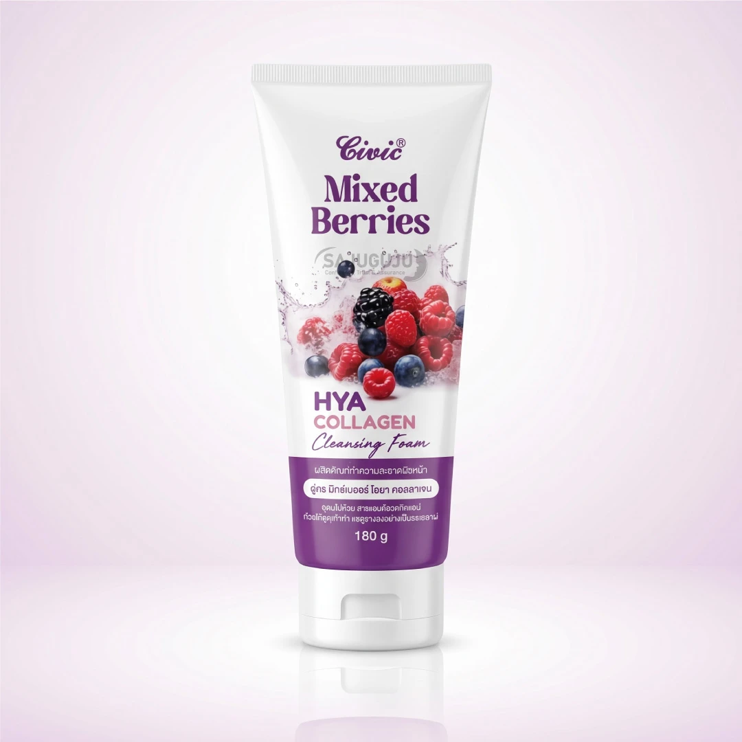 Civic Mixed Berries HYA Collagen Cleansing Foam - অ্যান্টি-অক্সিডেন্ট সুরক্ষা, ডিপ ক্লিনিং এবং ইয়াং গ্লোয়িং স্কিন ফেসওয়াশ
