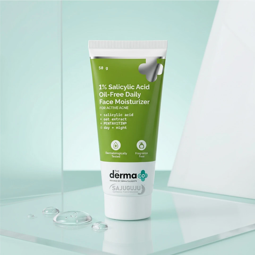 The Derma Co 1% Salicylic Acid Oil-Free Daily Face Moisturizer - একটিভ ব্রণ প্রতিরোধ ও অতিরিক্ত তেল দূর করার স্পেশাল ময়শ্চারাইজার (50g)