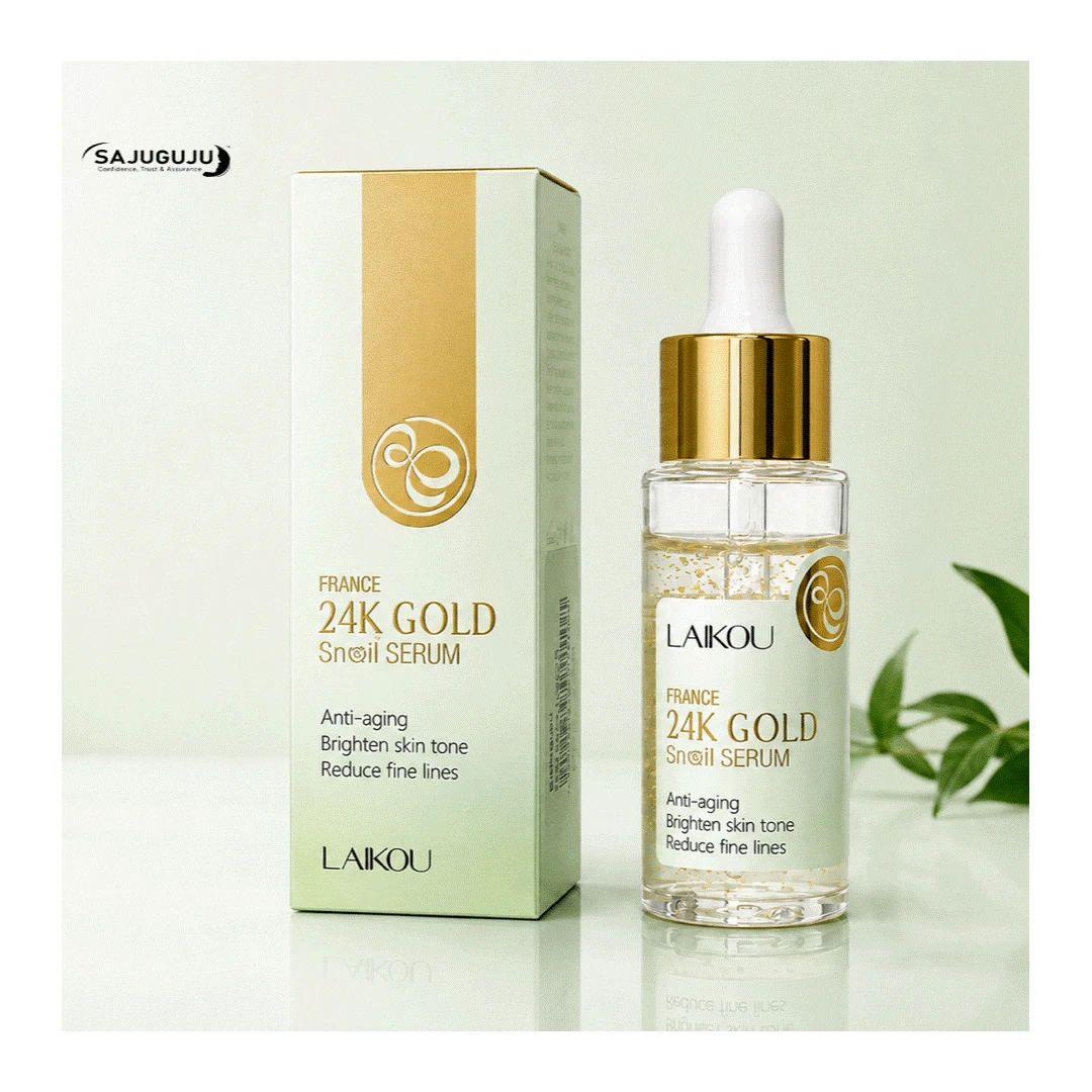 LAIKOU France 24K Gold Sn@il Serum Anti-Aging Brighten Skin Tone Reduce Fine Lines