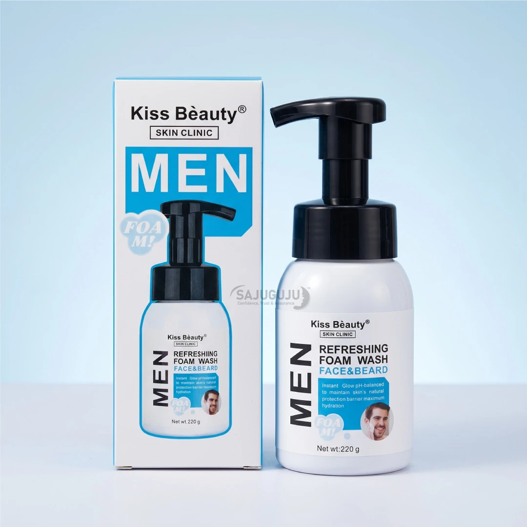 Kiss Beauty Men Refreshing Foam Wash (Face & Beard) - ত্বক ও দাড়ি পরিষ্কার এবং সতেজ রাখার প্রফেশনাল ফোম ওয়াশ