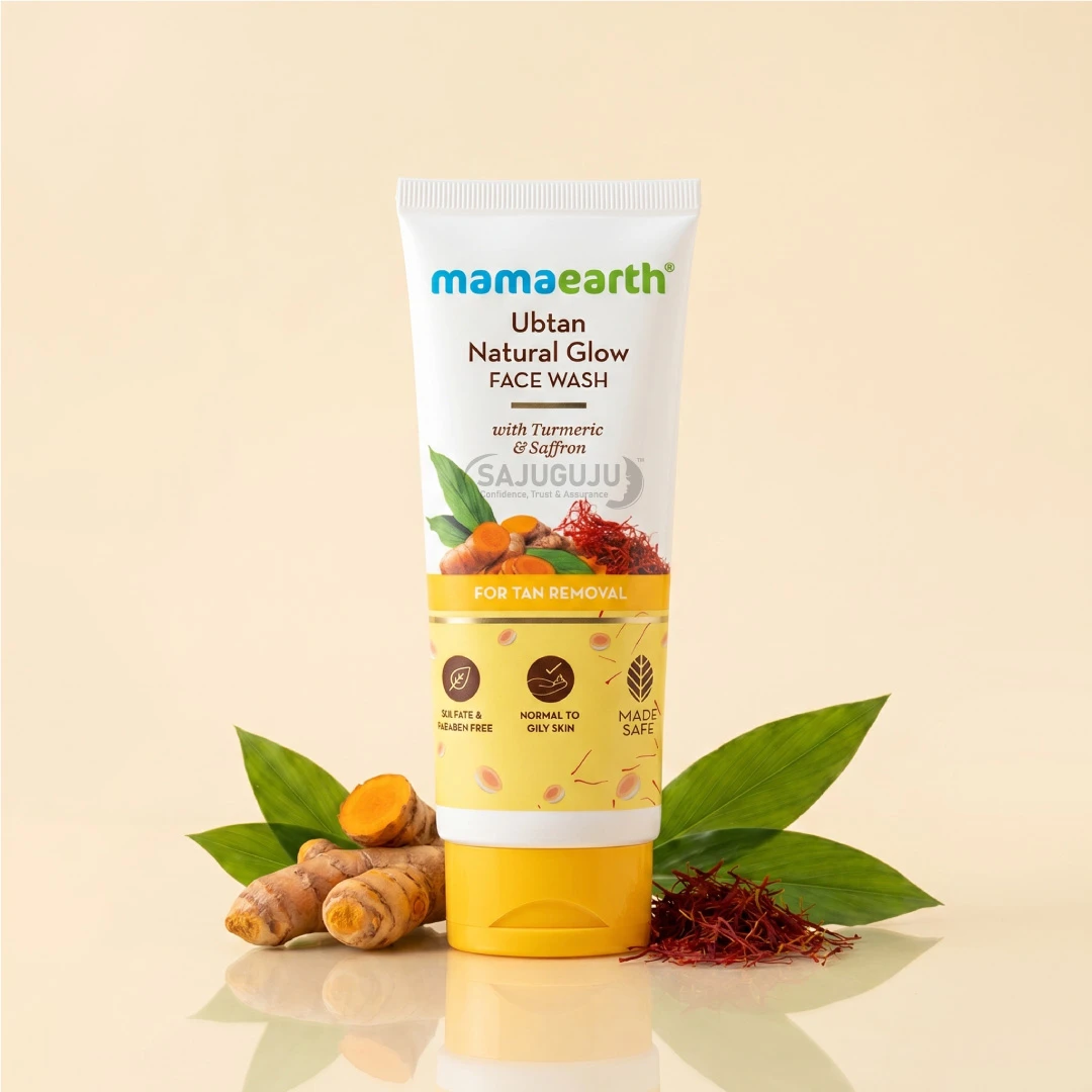 Mamaearth Ubtan Natural Glow Face Wash - হলুদ ও জাফরানের প্রাকৃতিক গুণে সান ট্যান দূর করে উজ্জ্বলতা বাড়ানোর ফেসওয়াশ