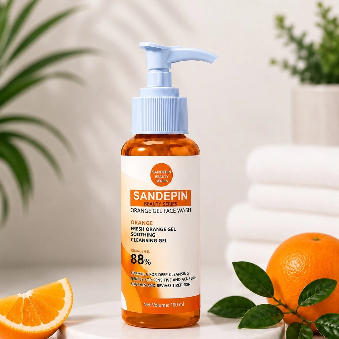 Sandepin Beauty Series Orange Gel Face Wash - এক্সট্রা হোয়াইটেনিং, ডিপ ক্লিনিং এবং ব্রণ প্রতিরোধী ১০০% ন্যাচারাল অর্গানিক ফেসওয়াশ
