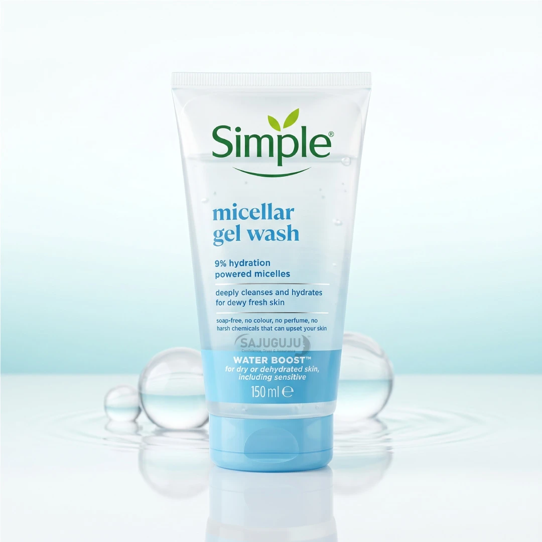 Simple Water Boost Micellar Gel Wash - শুষ্ক ও সেনসিটিভ ত্বকের গভীর হাইড্রেশনের জন্য ১০০% সোপ-ফ্রি ফেসওয়াশ (150ml)